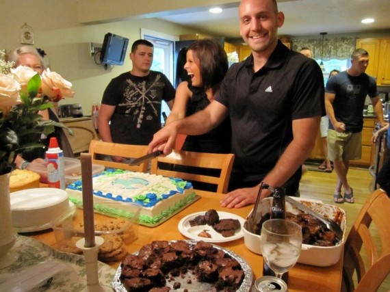Going Away Party Cutting the cake