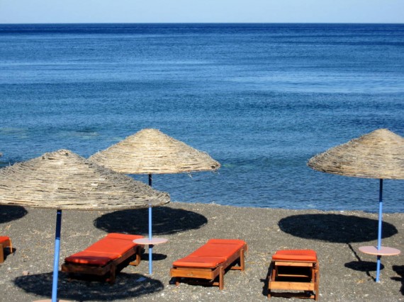 Perissa Beach Santorini Greece