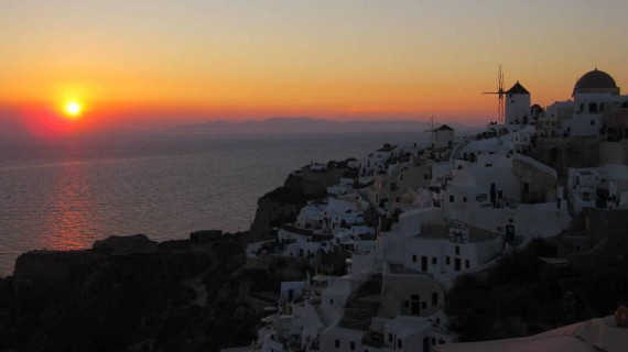 Sunset in Oia Santorini Greece