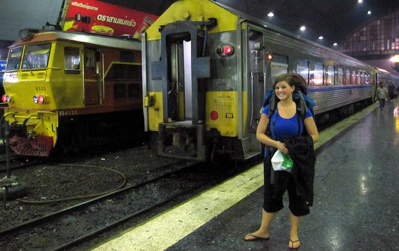 Boarding a train from Bangkok to Chiang Mai
