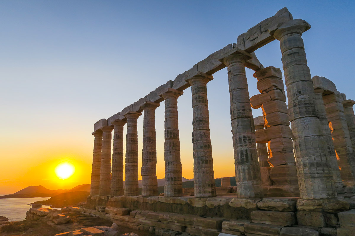Sunset at the Temple of Poseidon - Athens, Greece