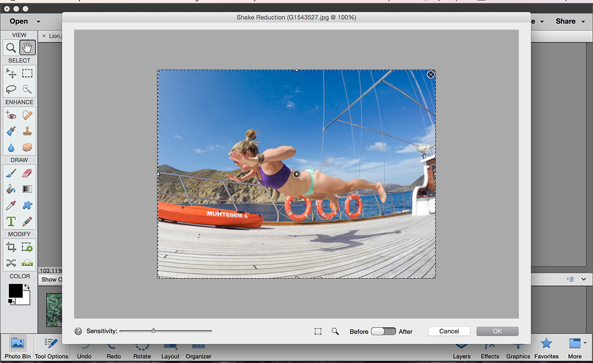 Adobe Photoshop Elements Shake Reduction Tool